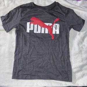 Puma Kids Charcoal Tee with Red Logo